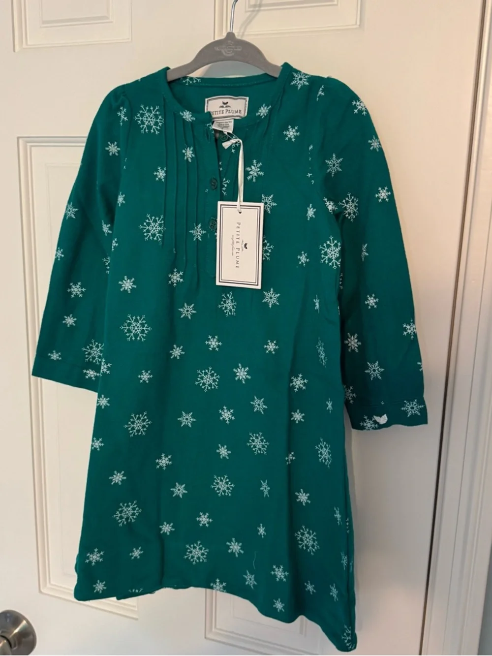 NWT Petite Plume Girls' Teal Snowflake Nightgown green sleeping dress 2T toddler